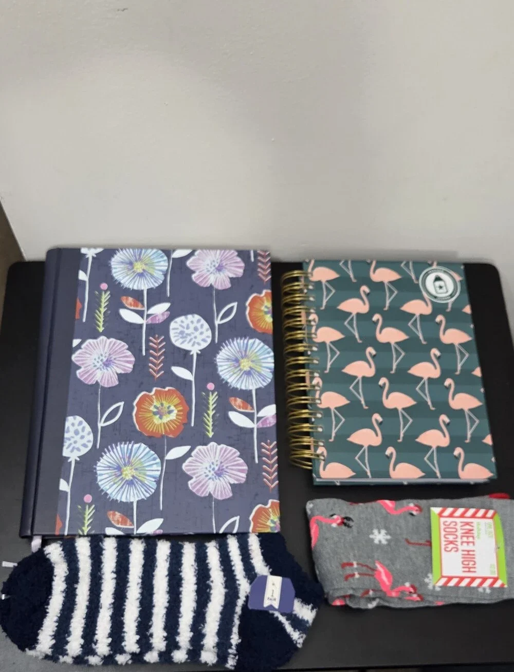 Cozy Journal & Socks Gift Set: 2 Hardcover Notebooks & 2 Pairs Socks Lot NWT